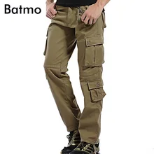 Batmo Новое поступление высокое качество хлопка Многие карманы хаки Брюки-карго мужчин, мужские повседневные штаны 3 цвета Плюс Размер 28-40