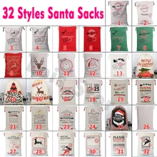 32 Styles Christmas Gift 2018 Santa Sacks 1pc font b Drawstring b font Canvas Santa Sack