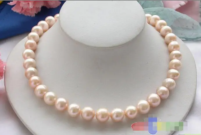 

FREE SHIPPING HOT sell new Style >>>>AAA++ REAL 17" 13mm ROUND PINK FRESHWATER PEARL NECKLACE