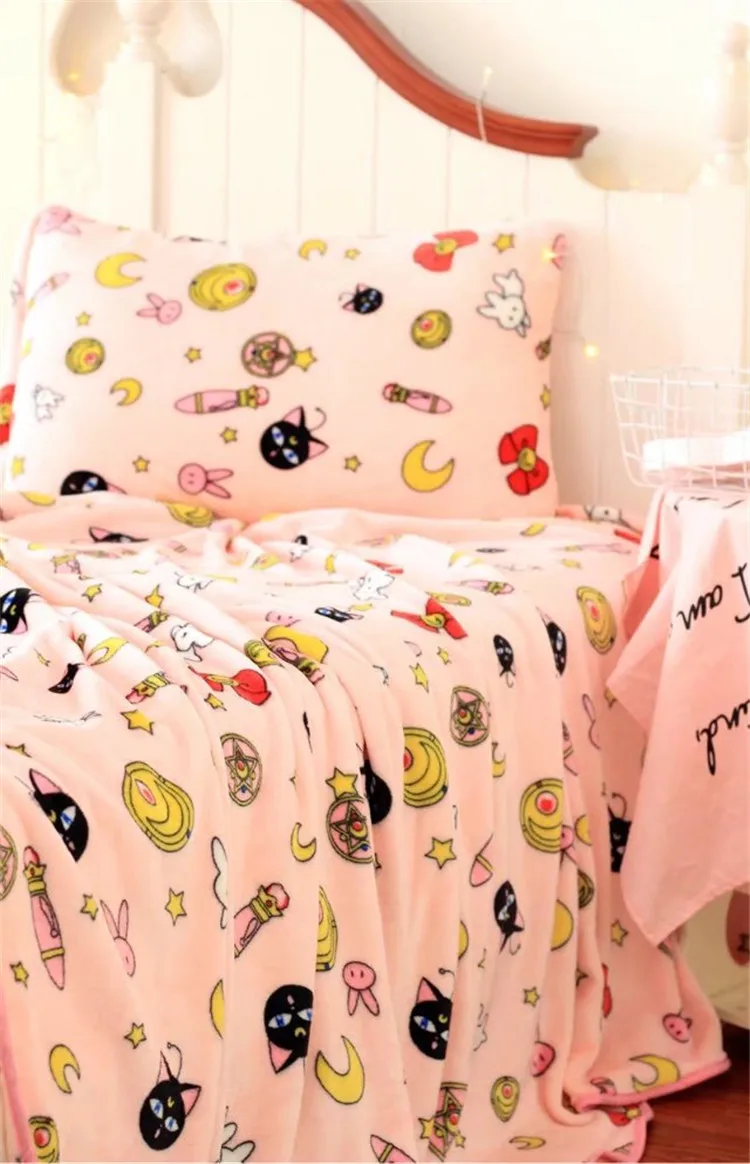 Мультфильм Сейлор Мун Луна Кошка мягкое воздушное одеяло коврик наволочка розовый творческий для детей ребенок девочки косплей подарок