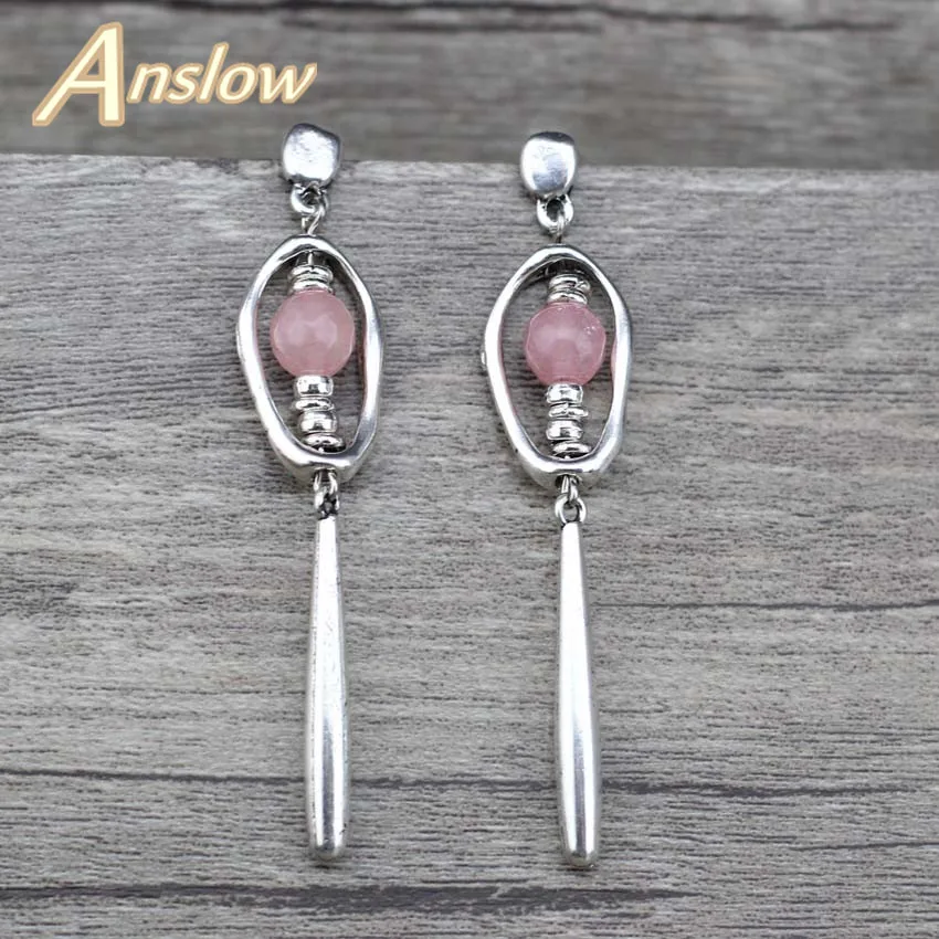 Женские серьги гвоздики с бусинами Anslow модные длинные в богемном стиле