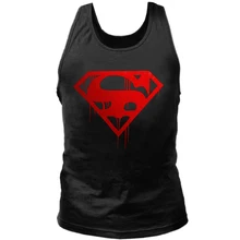 Hot Fitness Bodybuilding Men Printing Tank Tops Vintage Blood Superman Gyms Clothing Workout Clothes Sleeveless Tops Cotton Vest