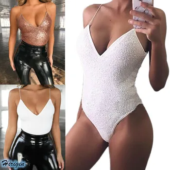 Summer Sexy Strap Jumpsuits 2019 New Sexy Women Summer Solid Sleeveless V-Neck Skinny Sequined Jumpsuits Summer Sexy Strap Jumpsuits 2019 New Sexy Women Summer Solid Sleeveless V-Neck Skinny Sequined Jumpsuits