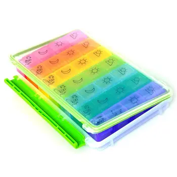 

Weekly AM/PM Pill Box, Portable Travel Pill Organizer (7-Day / 4-Times-A-Day) with Moisture-Proof Design and Large Compartment