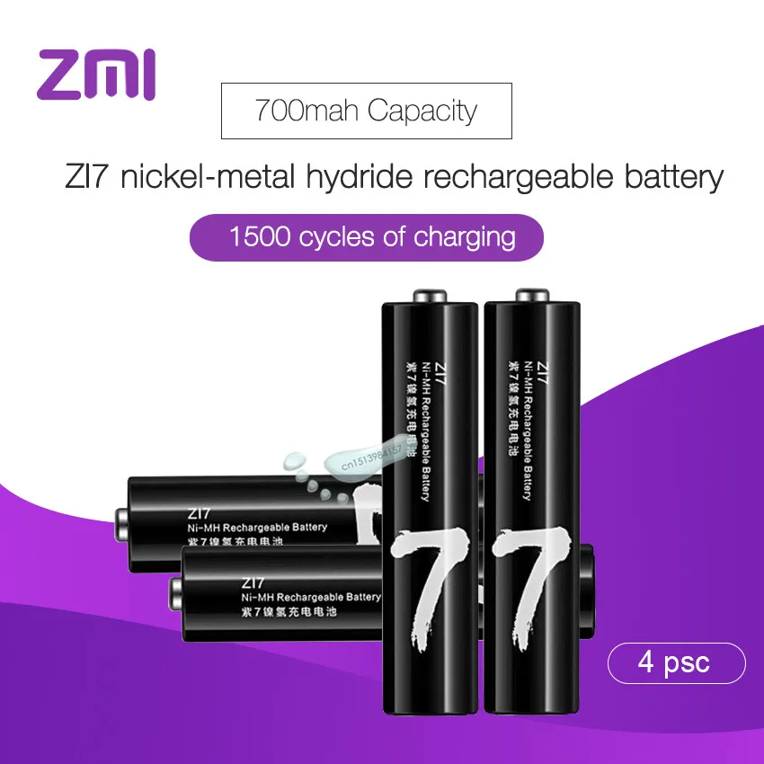 Аккумуляторная батарея Xiaomi 4 шт./лот AAA 700 мА/ч 1 2 В Ni MH ZMI ZI7 аккумулятор для пульта