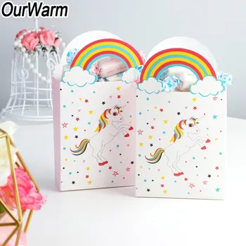 

OurWarm 20pcs Unicorn Party Bags Unicorn Paper Candy Gift Bag Boxes Handles Food Box Packaging Kids Birthday Party Baby Shower