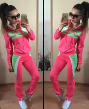 2016 hot sale 2 piece set women Hooded Tracksuit Sport Suit Pullovers Sweatshirt +Pant Jogging running suit