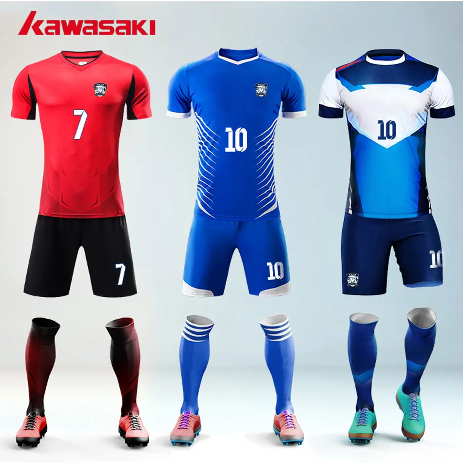 Kawasaki Brand 5pcs/lot Custom Fans Soccer Set Jersey Mens Top & Short Team Uniform Practice