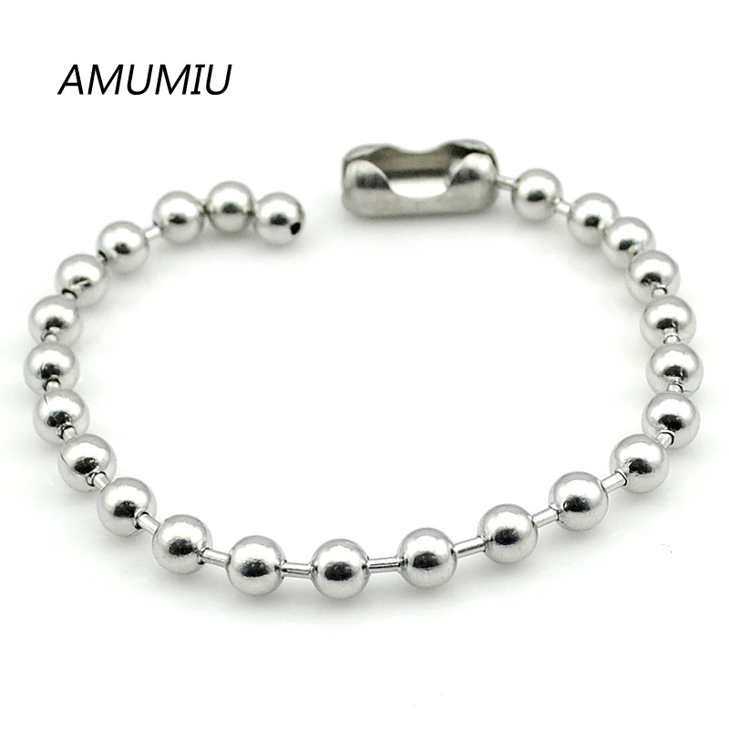 

AMUMIU 2017 Biker Stainless Steel 6mm Beads Bracelets Jewelry Body Hand Chain Wholesale HZB059