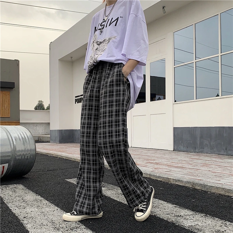 plaid shirt and sweatpants