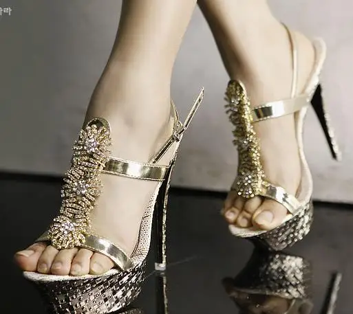 

2016 sandals luxury beautiful  rhinestone platform high-heeled 12cm platform 3cm fashion sandals