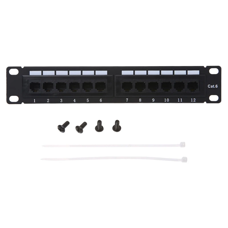New Cat6/Cat5e 12 Port RJ45 Patch Panel UTP LAN Network Adapter Cable Connector hot