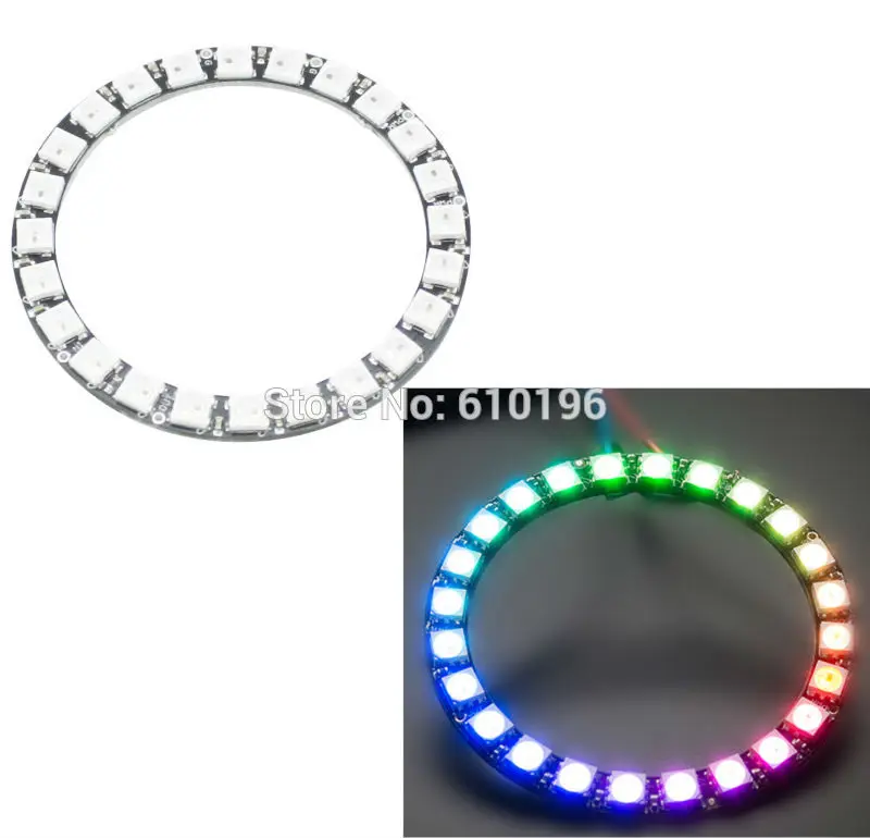 

WS2812B Module Strip 24 Bits 24 X WS2812 5050 RGB LED Ring Lamp Light with Integrated Drivers RGB 24