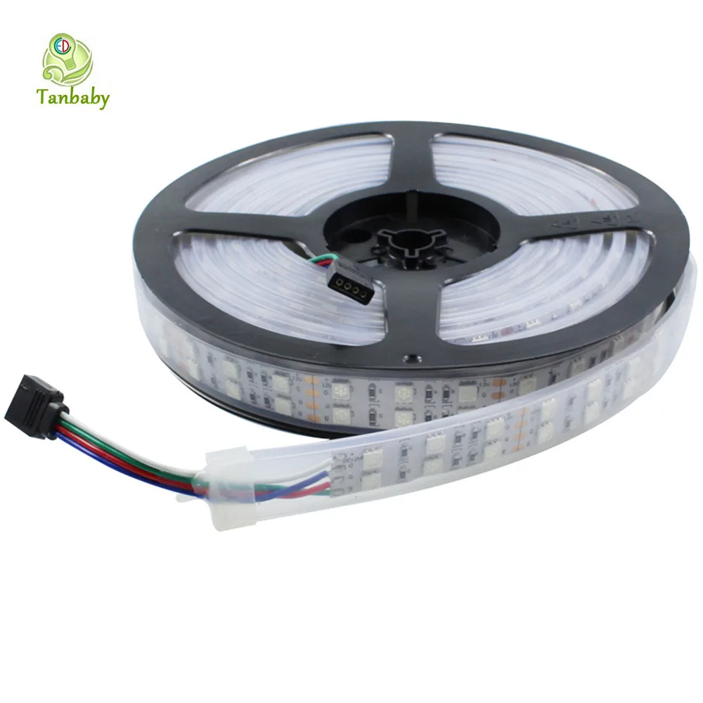 DC12V SMD5050 120 светодио дный/м Двухрядные ленты, полосы светодио дный полосы Wateproof силиконовый светодио дный полосы наружного освещения 5 м 600