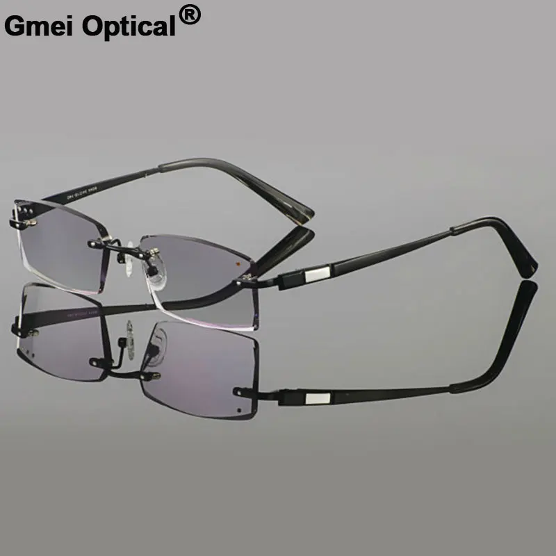 

Gmei Optical Phantom Trimming Titanium Alloy None Diopters Eyewear Men's Diamond Trimming Cut Rimless Plain Eyeglasses YD977