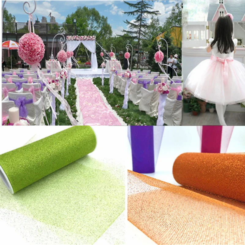 9.2m Glitter Tulle Roll Spool Organza Sheer Tulle Fabric DIY Girls Tutu Skirt Gift Wedding Party Decor Baby Shower Decor Supply