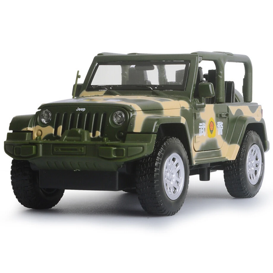 1 32 Military Swat Off Road Vehicle Jeep Wrangler Rubicon Diecast Car With Light And Sound