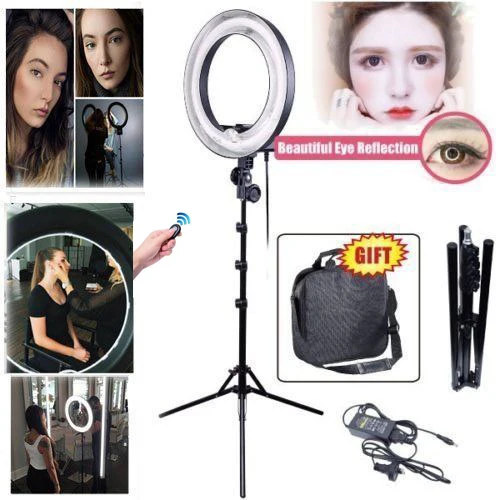 

400W 5500K 13" 34cm Undimmable Ring Light with 185cm Tripod Stand for Photography Phone Camera Video Photo Selfie Make Up 220V