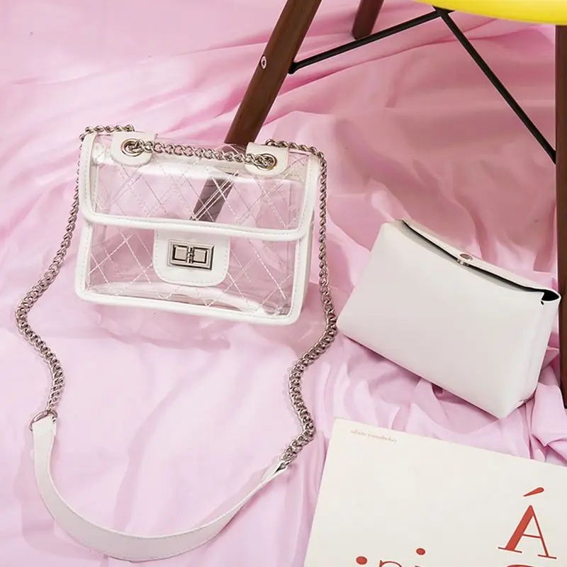 NIGEDU фирменные прозрачные мешочек с цепочкой для женщин сумка на плечо желейного леденцового цвета для девочек мини-сумка через плечо кошелек модная сумочка