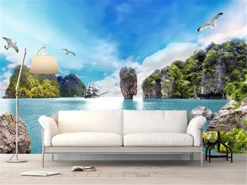 

Custom Photo 3d Wallpaper Seagull Sailing Beautiful Seascape Indoor TV Background Wall Decoration Mural Wallpaper