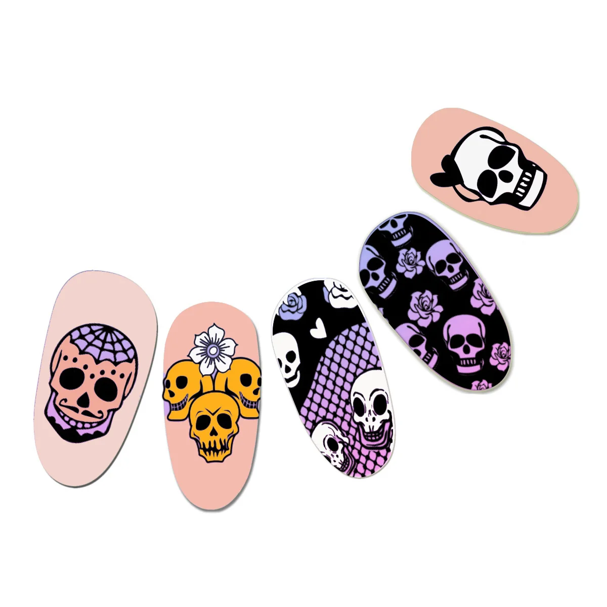 Big Rectangle Stamping Plate Rock SKull Rose Pattern Manicure Halloween Nail Art Stamp template Stencil Tools 9.5*14.5CM D09 5