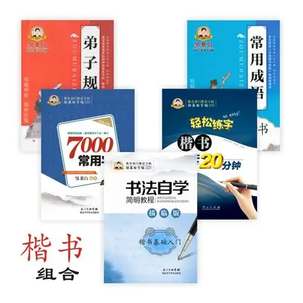 

5pcs/set Chinese calligraphy book kaishu regular script beginner exercise copybook for school students adult children