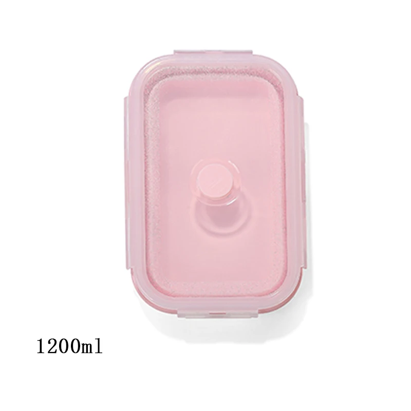 Hoomall Bento Box Microwavable Портативный Пикник Кемпинг Открытый ланч бокс контейнер для хранения еды Силиконовый складной контейнер для обеда - Цвет: 1200ml pink
