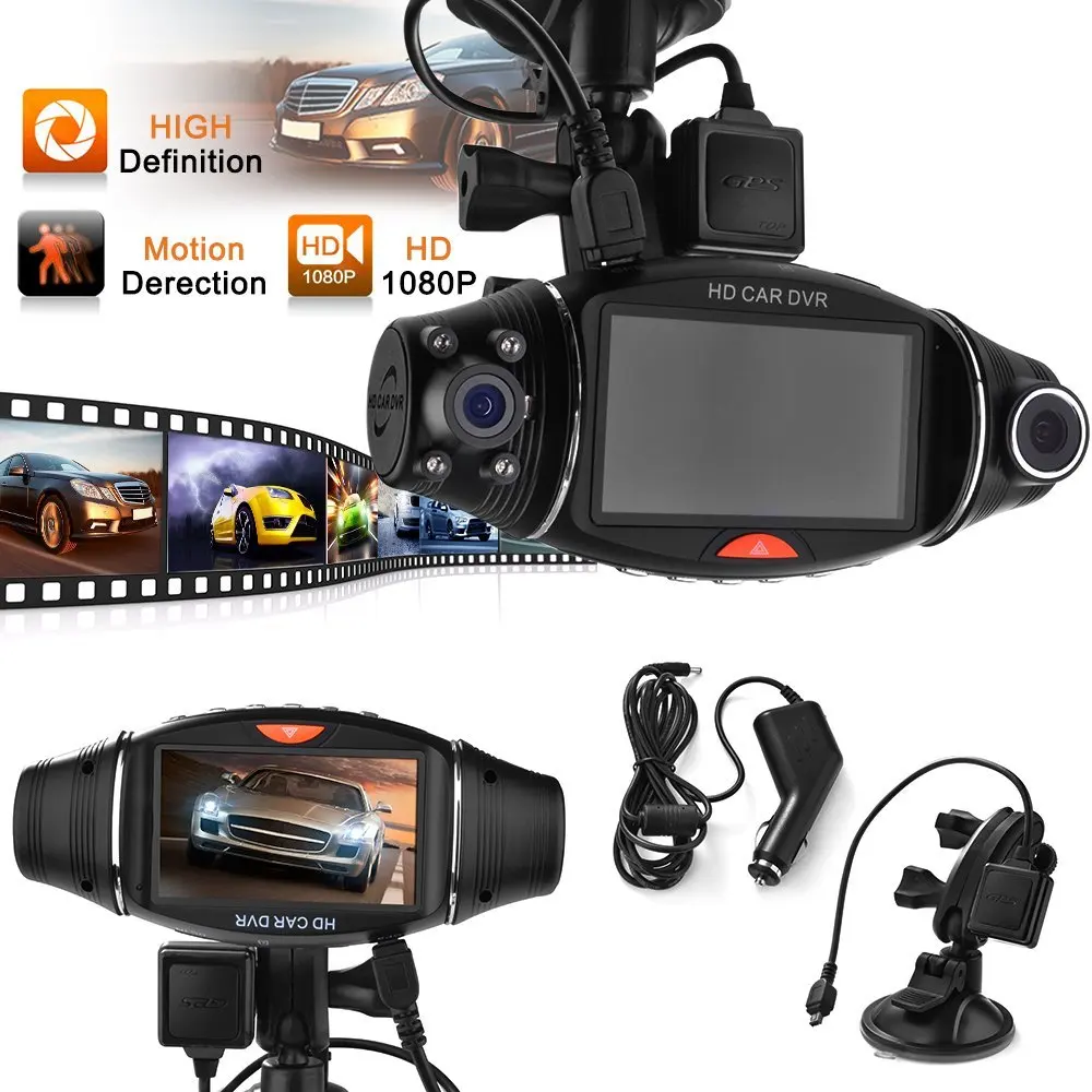 

Dual Lens 2.7" TFT Screen Dash Cam 140 degree Wide Angle 4 IR LED Night Vision Car Security DVR Digital Video Recorder DY198