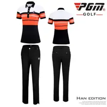 Новое поступление, PGM одежда для гольфа, женский спортивный костюм, Весенние футболки с коротким рукавом+ штаны, молочный шелк, спортивная одежда для гольфа D0752