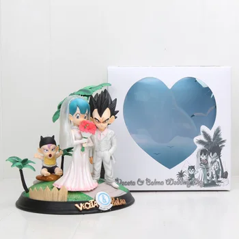 

20cm anime Dragon Ball Z action gifure toys Vegeta and Bulma Bolma Wedding Day PVC toy Collectible model doll children gift