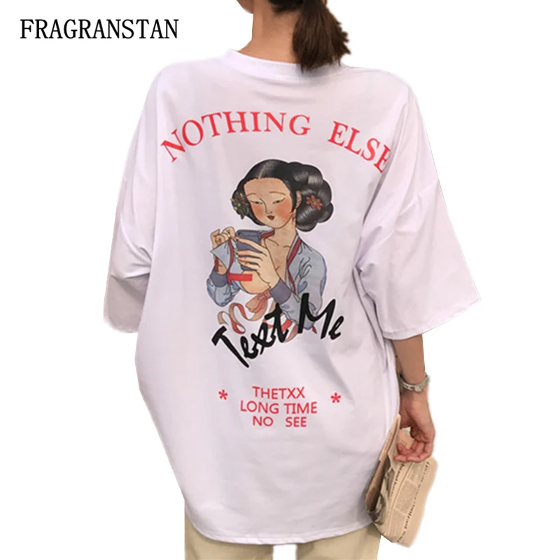 

Women Spring Summer O-Neck Loose T-Shirts Harajuku Female Letter Printed Personality Tees Ladies Fashion Casual Cotton Top JQ111