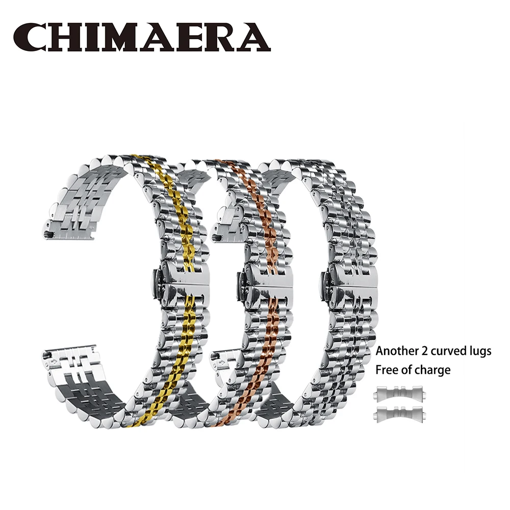 Браслет CHIMAERA 22 мм 20 мм 18 мм, серебристый/розовое золото/золотистый металлический браслет из нержавеющей стали для мужчин/женщин