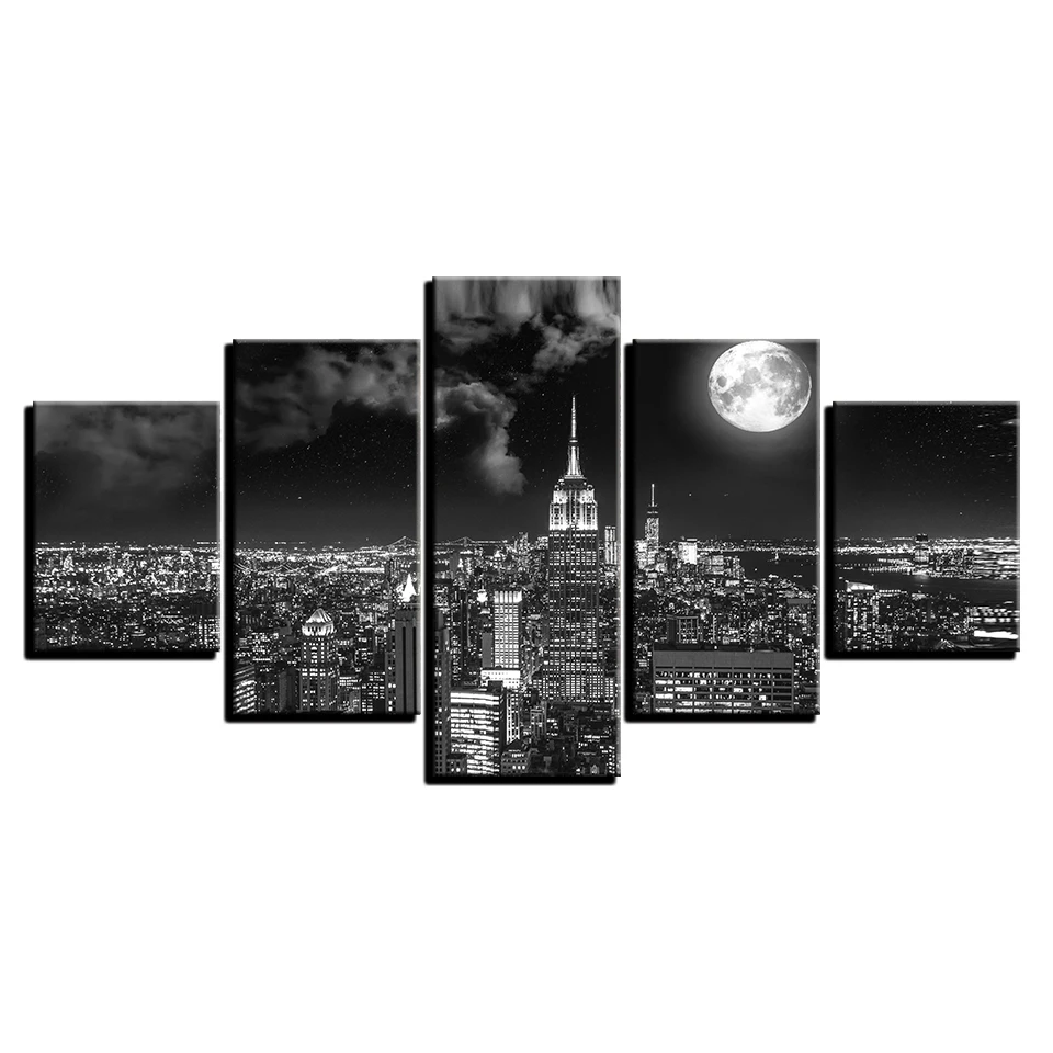 Холст Печатает плакат настенные художественные фотографии 5 штук Surreal City Night ярко