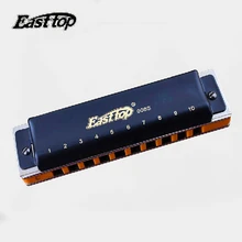 Blue Harmonica 10 Holes Harmonica Diatonic Easttop T008S Musical Instruments Mouth Ogan Professional Playing Blue Harmonica