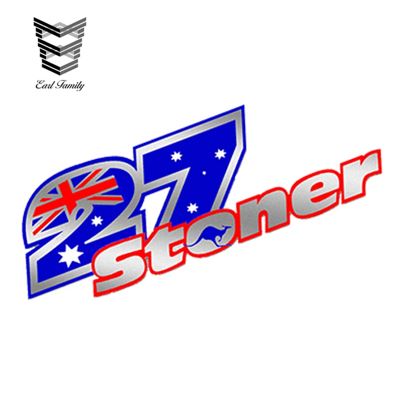 

EARLFAMILY 15cm x 5cm Car Sticker Autocollants 27 Casey Stoner Stickers Argent Auto Moto GP Voiture Tuning Car Styling Decal