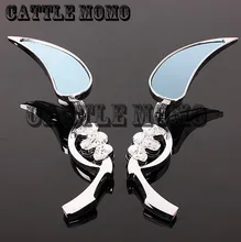Chrome font b Motorcycle b font Rearview Side font b Mirrors b font 10mm Teardrop Skull
