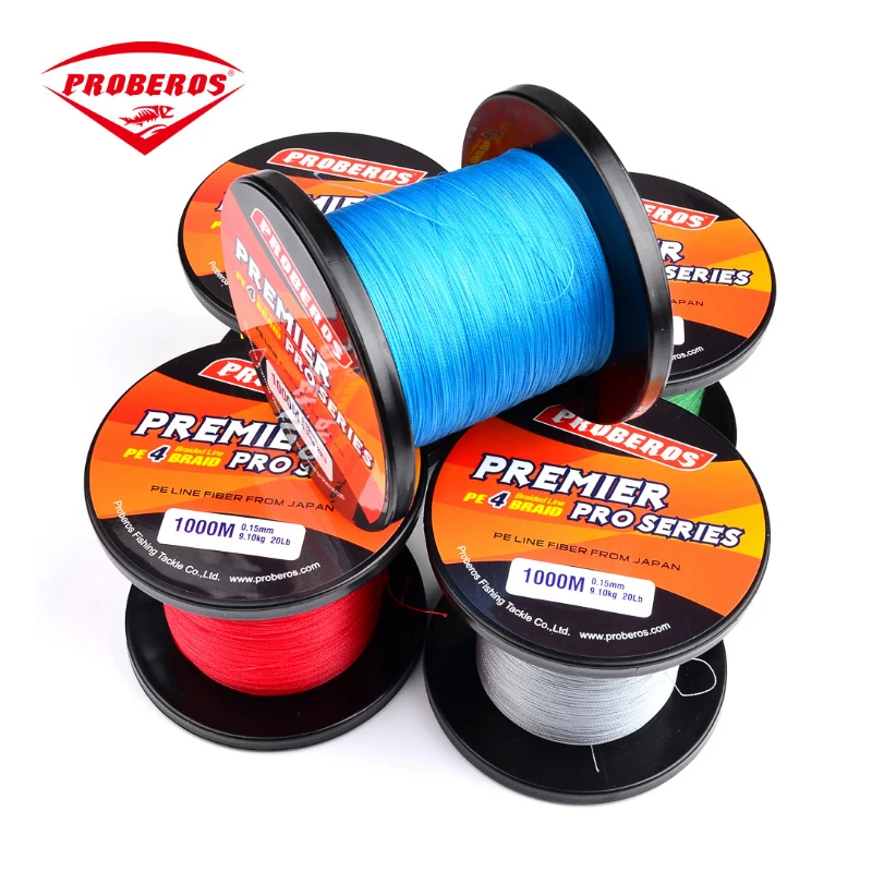PRO BEROS 1000M PE Braided Fishing Line 4 Strands 8LB 10LB 20LB 60LB