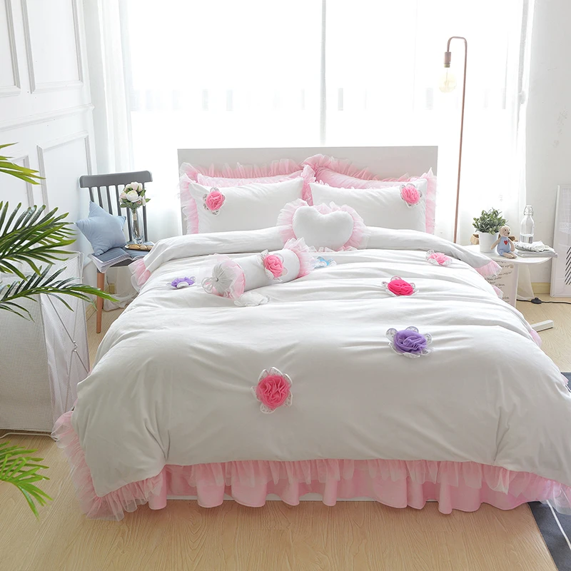 Luxury winter bedding set warm Fleece fabric duvet cover sets 4/6pcs