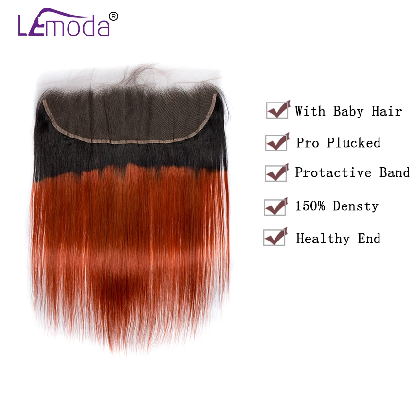 Brazilian Straight Hair Bundles With Frontal Color #1B350 Ombre Human Hair Bundles With Closure LeModa Remy Hair Extensions  (1)