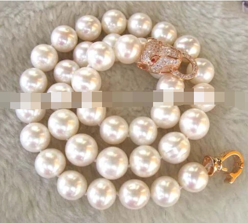 

0002987 freshwater pearl white AA round leopard necklace 18 " (A0430)