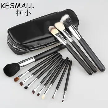 

KESMALL 12pcs Makeup Brush Set With Zipper Leather Case Professional Cosmetic Beauty Tools Full Function Make Up Brushes CO314
