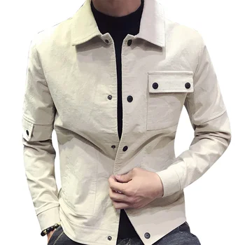 

Men's Autumn Shirt 2018 New Personality tide Men's Corduroy jacket Korean Slim M-XXXL jacket Color Black / Beige /Khaki