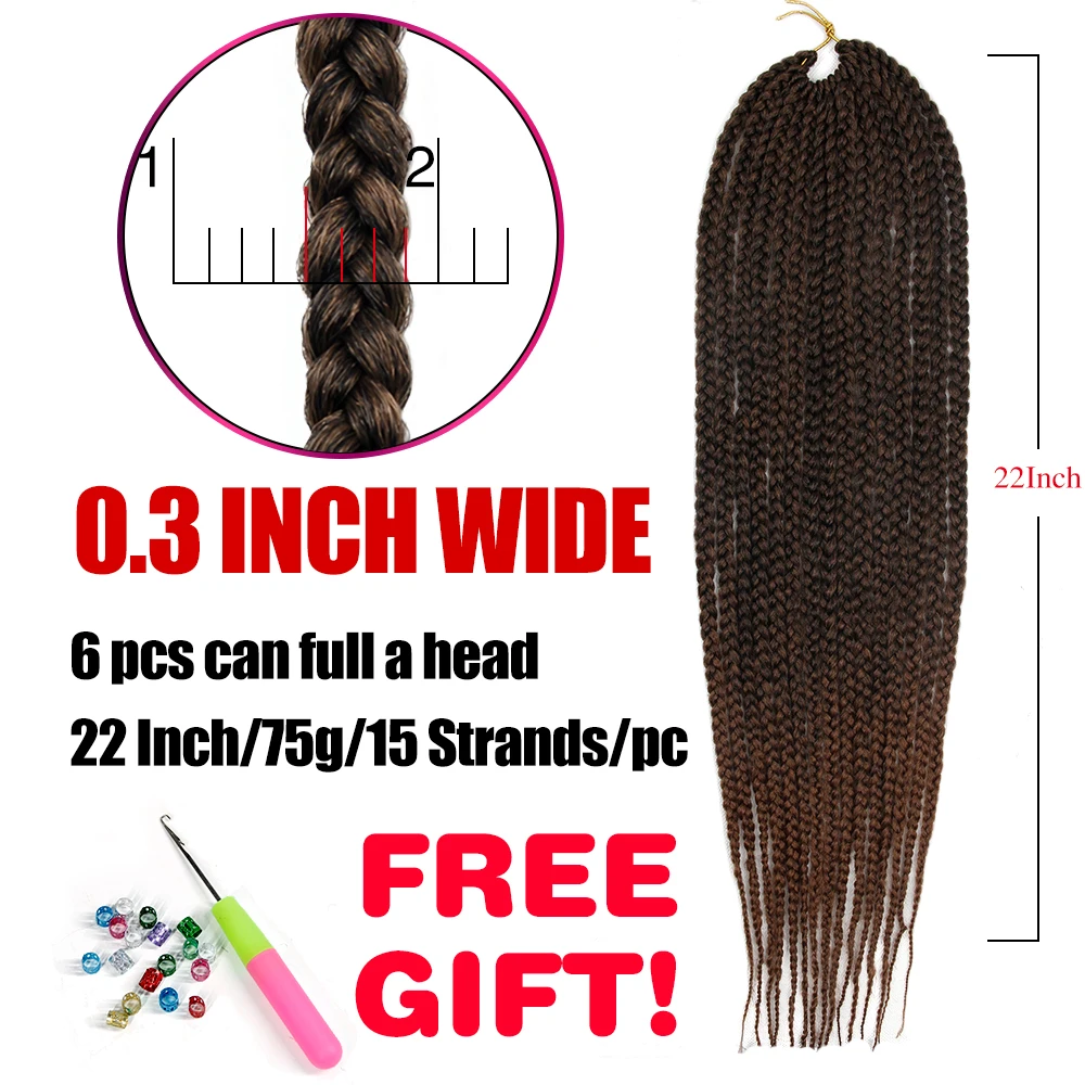 Harga Crochet Kepang Rambut Sintetis 3 S Kotak Mengepang Xpression Mengepang Rambut 22 Inch Ombre Hitam Root Coklat Bug Hitam Crochet rambut