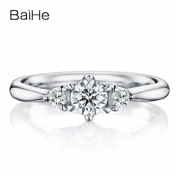 

BAIHE Solid 10K White Gold(AU417) Certified 0.25ct Round cut Trendy Moissanite Engagement Wedding Women Gift Fine Jewelry Ring