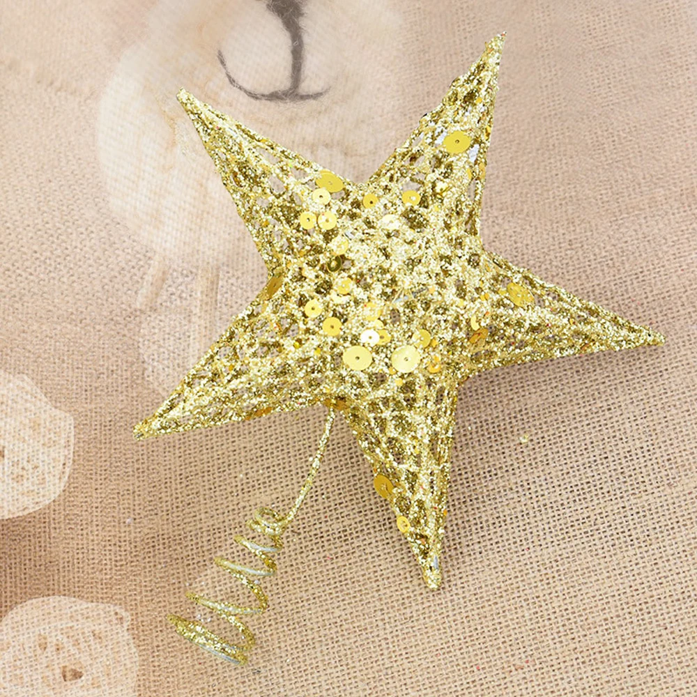 Christmas Tree Topper Glitter Star Home Decor Merry Christmas Sequin Ornaments Tree Topper Colorful Craft Xmas DIY Accessories