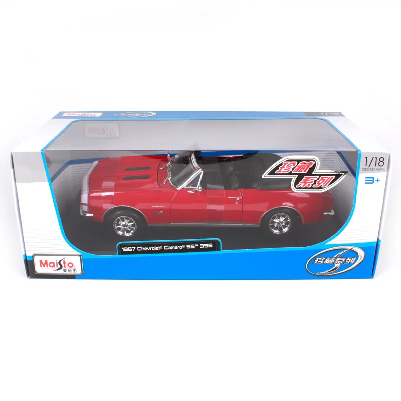 Maisto 1:18 1967 chevrolet camaro ss396 синий красный автомобиль литья под давлением 260*100*75 роскошные классические модели автомобиля открытым верхом автомобили сбор 31684