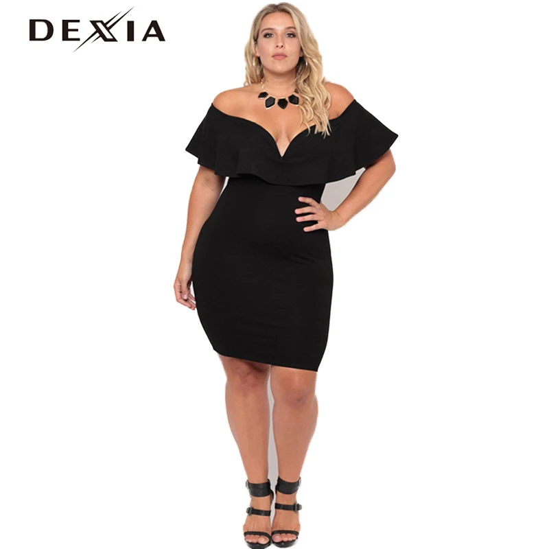 DEXIA Women Backless Sexy Summer Dress Solid Knee-Length Strapless Short Sleeve Loose Dresses Plus Size Female Vestidos 170139 | Женская