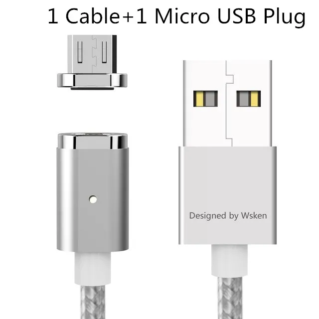 Mini 2 Wsken Micro USB Магнитный кабель для зарядки с металлической оплеткой Магнитный кабель для зарядки для Android - Цвет: for Micro USB