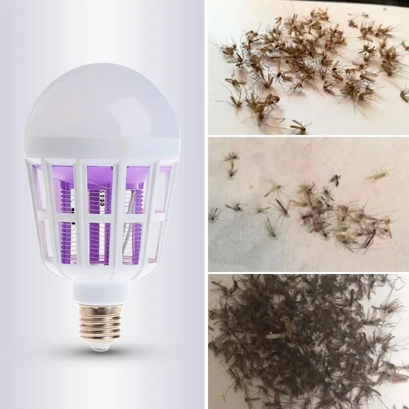 220V 15W E27 LED Bulb With Mosquito Killer Lamp Odorless Electric Fly Bug Insect Zapper Killer Trap 2 in 1 Lamp Night lamps