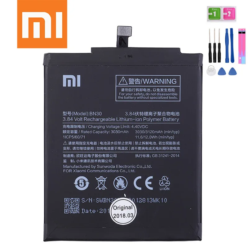 Аккумулятор для телефона Xiaomi BN30 3030 мАч, высокая емкость, высокое качество, для Xiaomi Redmi 4A, сменный аккумулятор Redmi 4A